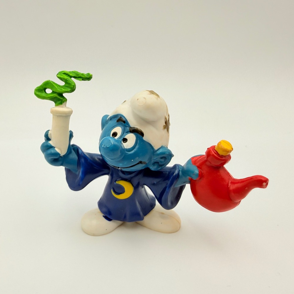 Vintage 1979 Schleich Peyo Alchemist Smurf Wizard Potion Figure Hong Kong PVC